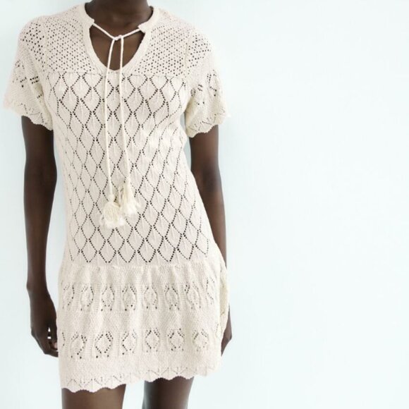 ZARA CREAM MINI DRESS NWT 4331/080/251 - Picture 1 of 9